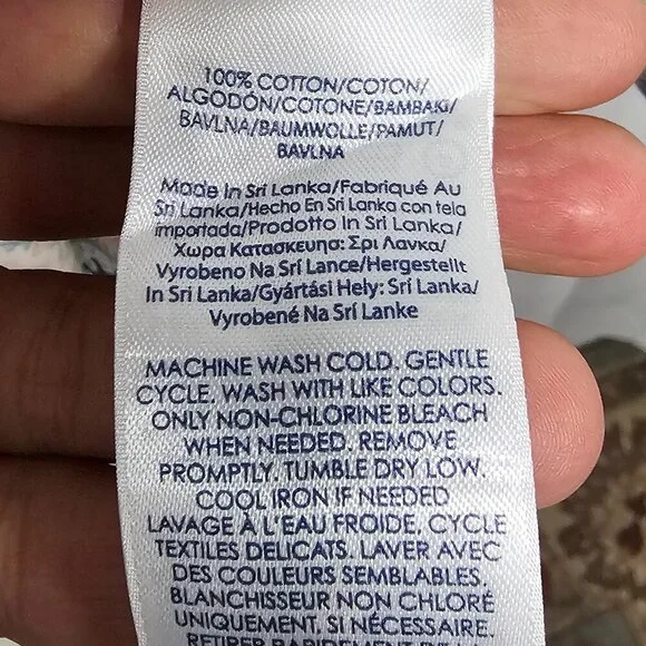 Chaps Navy Blue Pink Paisley Button-Down Long Sleeve Boho Blouse Size PXL - Picture 11 of 12